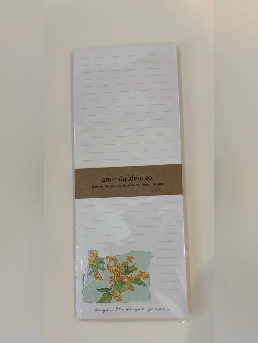 Amanda Klein Co. Magnetic Notepad, 50 Lined Sheets, Oregon, The Oregon Grape